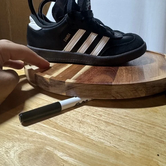 Adidas Samba Boys Classic Sneakers Lace-up Black&White Size  3 - Picture 3 of 8